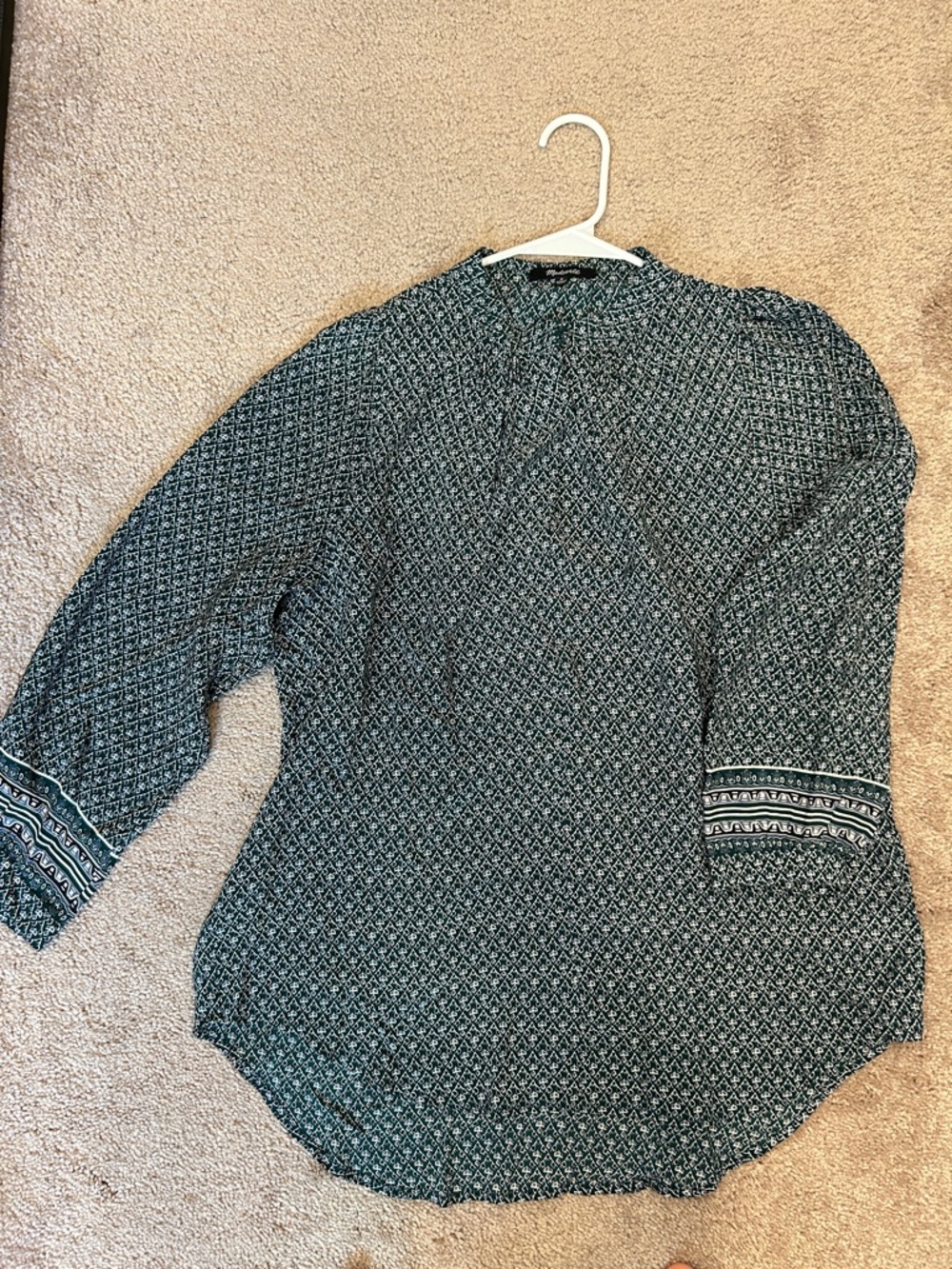 Madewell - Boho Printed Long-Sleeve Peasant Top - Teal Black